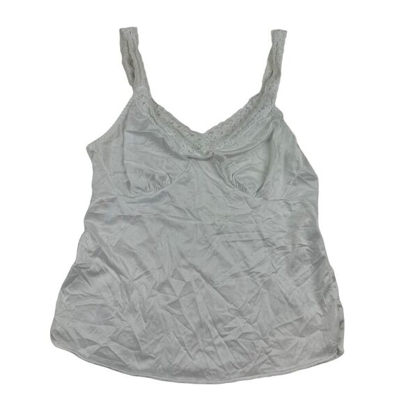VTG Dixie Belle Lace Trim Nylon White Satin V-Neck Camisole Tank Sz 34 - Picture 1 of 8